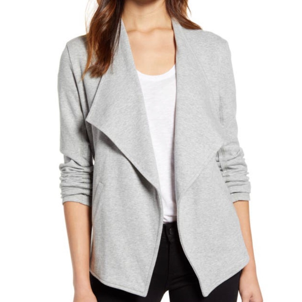 Caslon Drape Collar Knit Blazer In Grey Heather